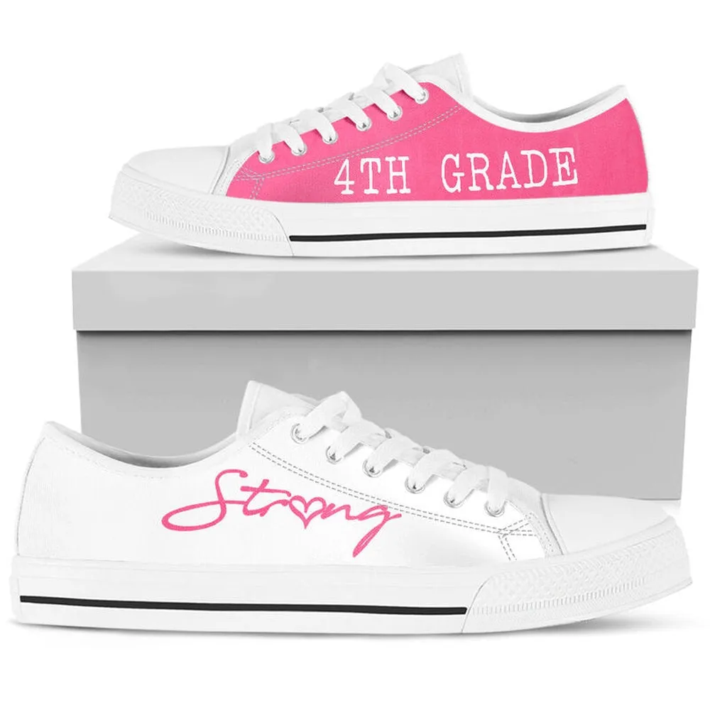 4Th Grade Strong Pink White Shoes, Teacher Shoes, Low Top Sneakers