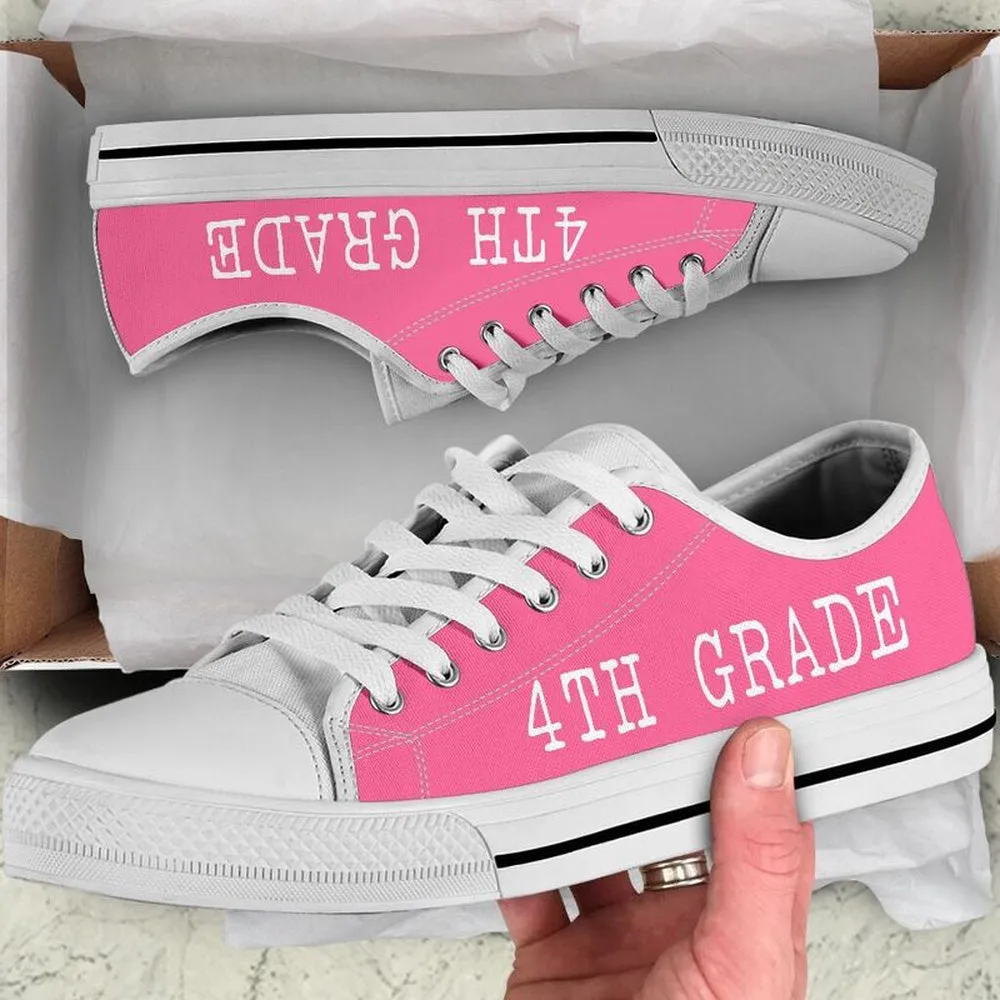 4Th Grade Strong Pink White Shoes, Teacher Shoes, Low Top Sneakers
