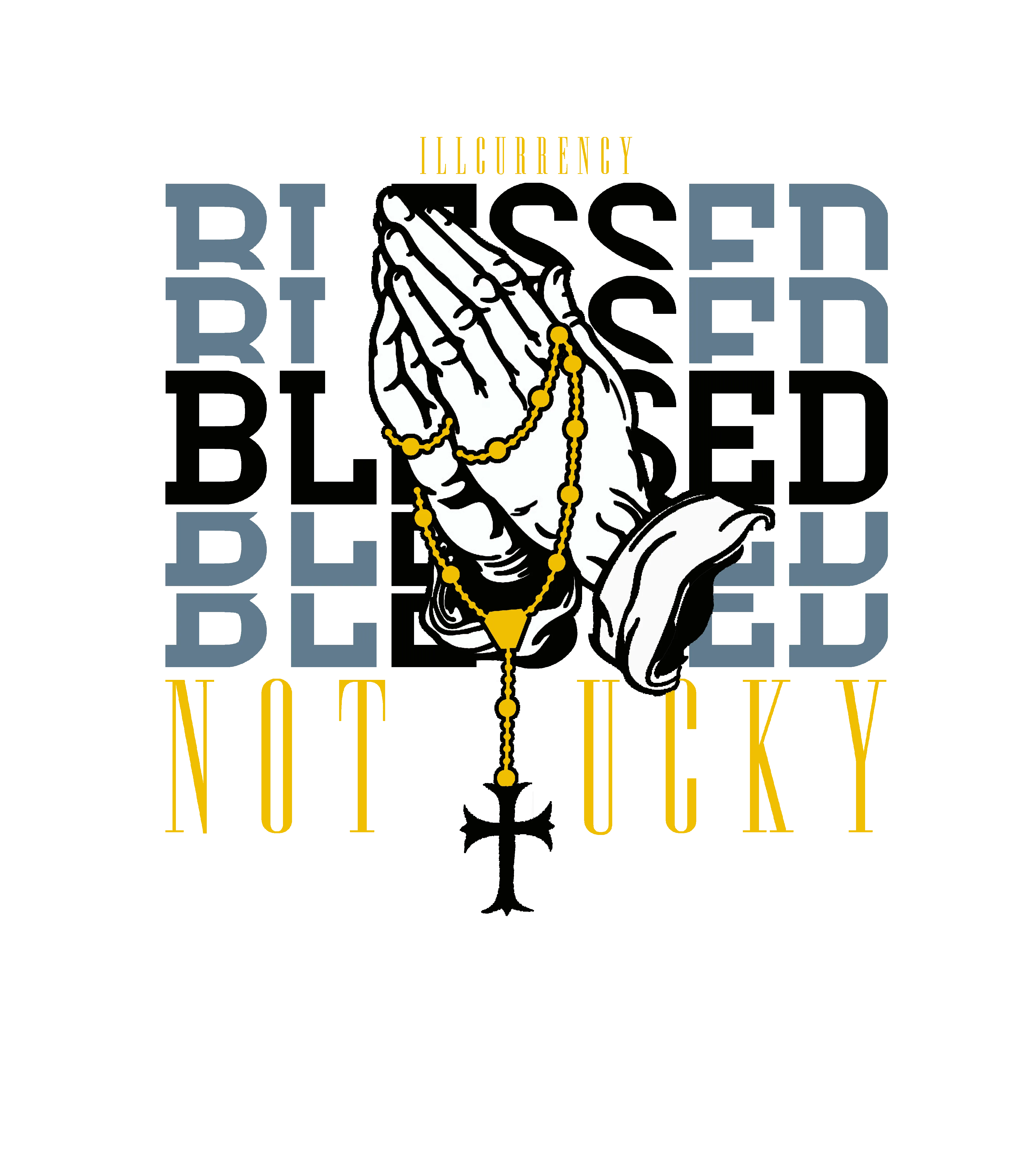 AIR JORDAN 13 “BLUE GREY” | illcurrency White T-Shirt (Blessed not lucky)