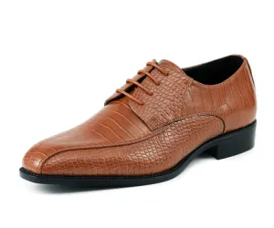 Amali Harvey Men's Cognac Crocodile Leather Oxford Shoes