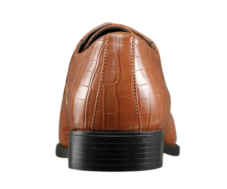 Amali Harvey Men's Cognac Crocodile Leather Oxford Shoes