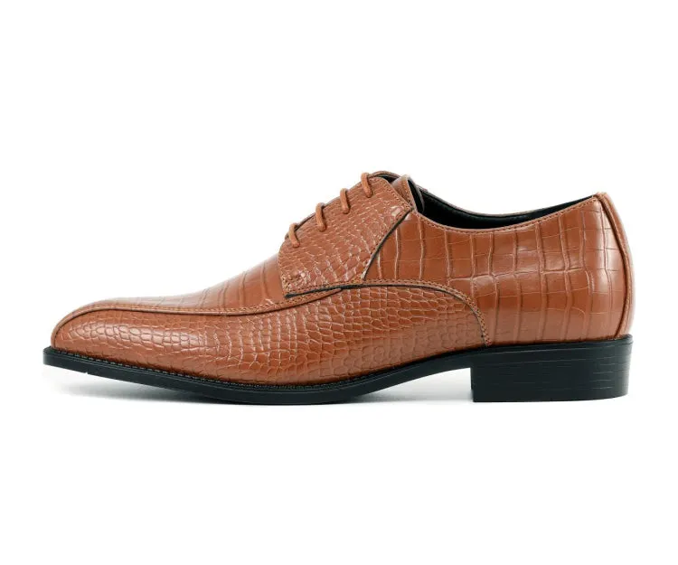 Amali Harvey Men's Cognac Crocodile Leather Oxford Shoes