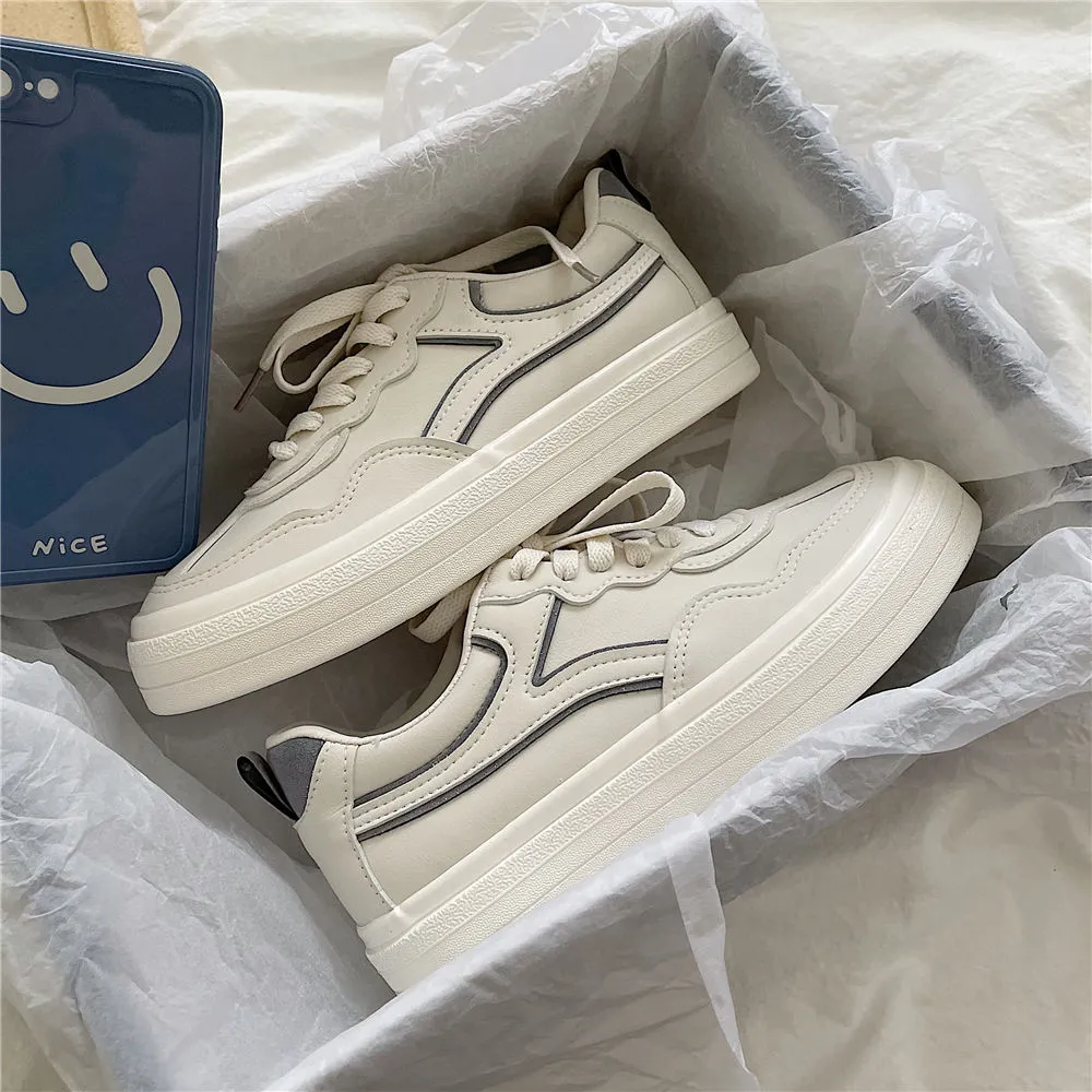 Amozae New Sneakers White Autumn Spring Women Sports Shoes Tennis Korean Flat Platform Vulcanize Rubber Casual Running Basket