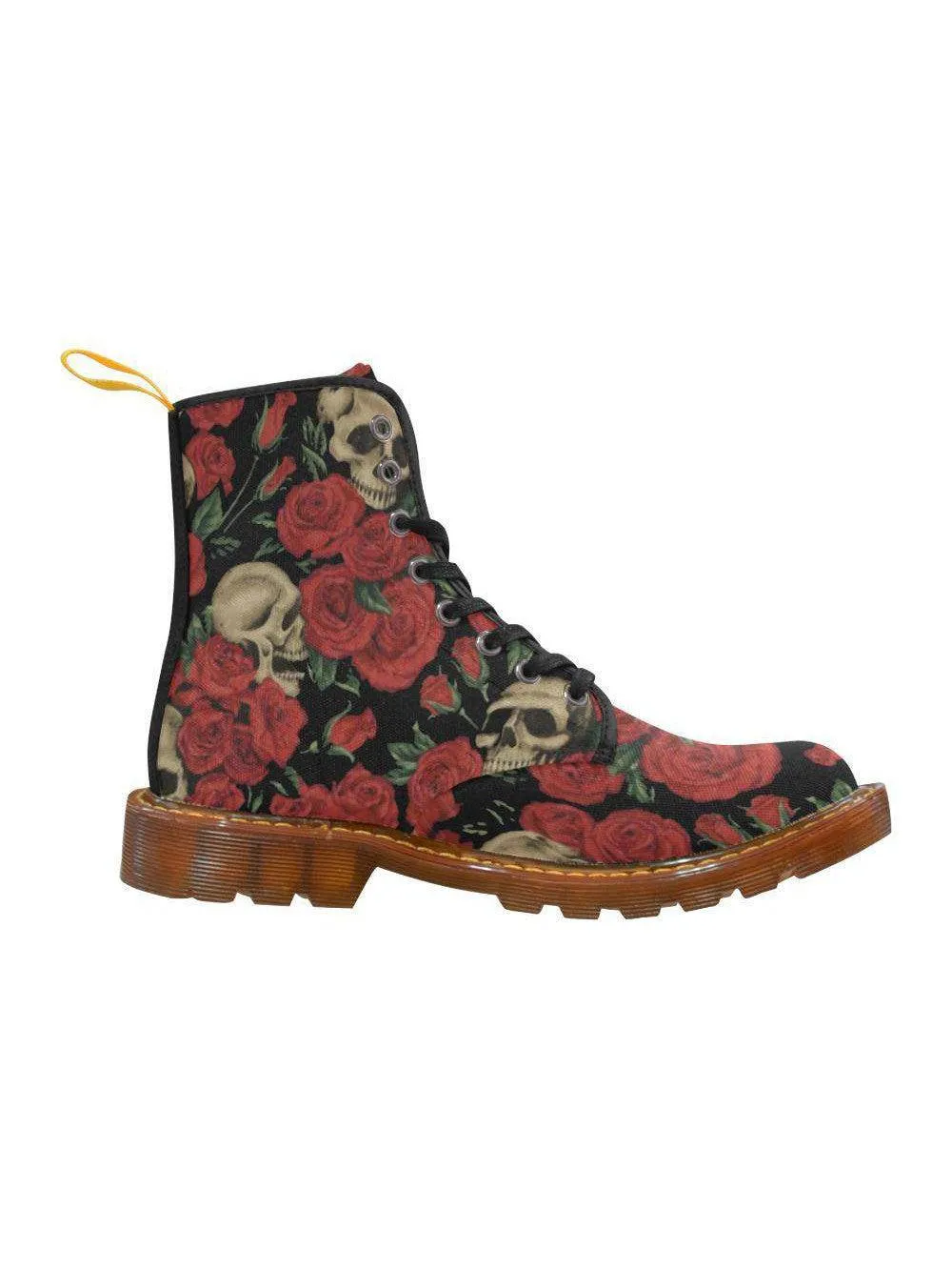 Antique Red Skulls Women's Lace Up Combat Boots [IN STOCK]