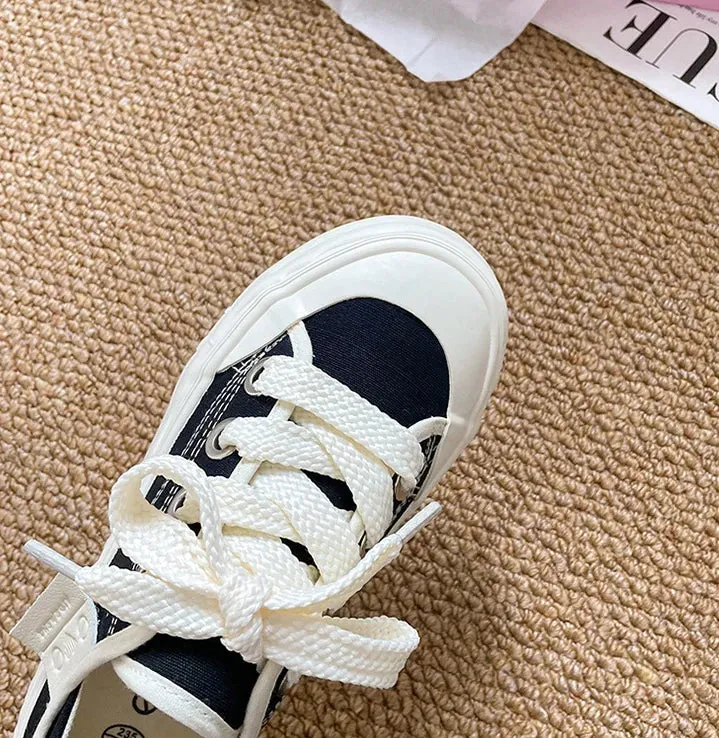 binfenxie  -  Canvas Shoes Women Platform Sneakers Ins Fashion Designer Female Vulcanize Shoes Round Toe Flat Shoe Low-top Casual Ladies Shoes