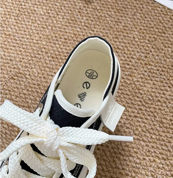 binfenxie  -  Canvas Shoes Women Platform Sneakers Ins Fashion Designer Female Vulcanize Shoes Round Toe Flat Shoe Low-top Casual Ladies Shoes