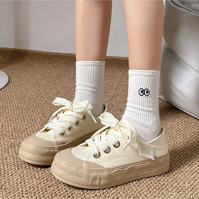 binfenxie  -  Canvas Shoes Women Platform Sneakers Ins Fashion Designer Female Vulcanize Shoes Round Toe Flat Shoe Low-top Casual Ladies Shoes