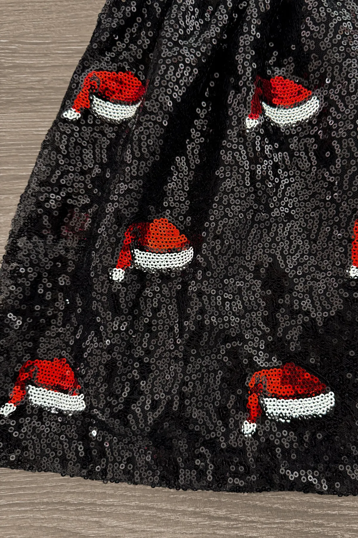 Black Sequin Santa Hat Dress