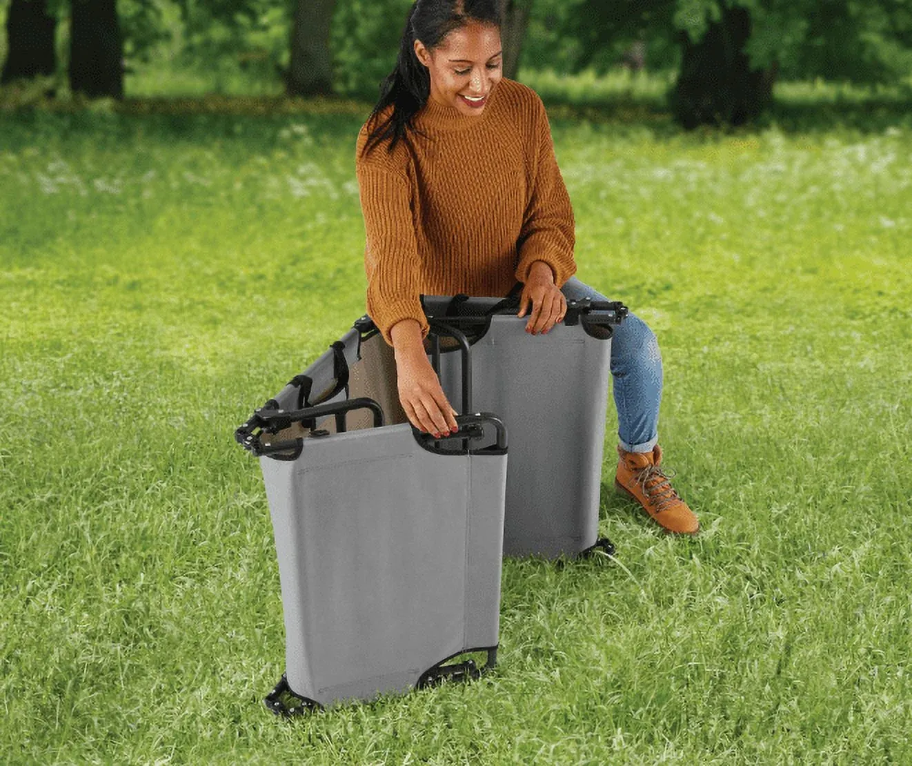 Camping Folding with Easy Setup Cot, Gray, Adult, 75.6 in X 25 in X 8.46In