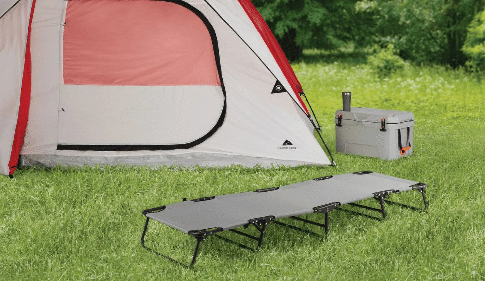 Camping Folding with Easy Setup Cot, Gray, Adult, 75.6 in X 25 in X 8.46In
