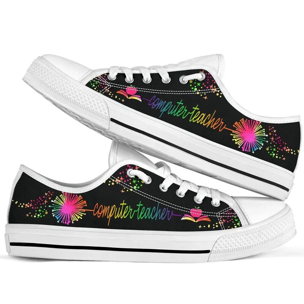 Computer Teacher Dandelion Art Color Shoes, Teacher Shoes, Low Top Sneakers
