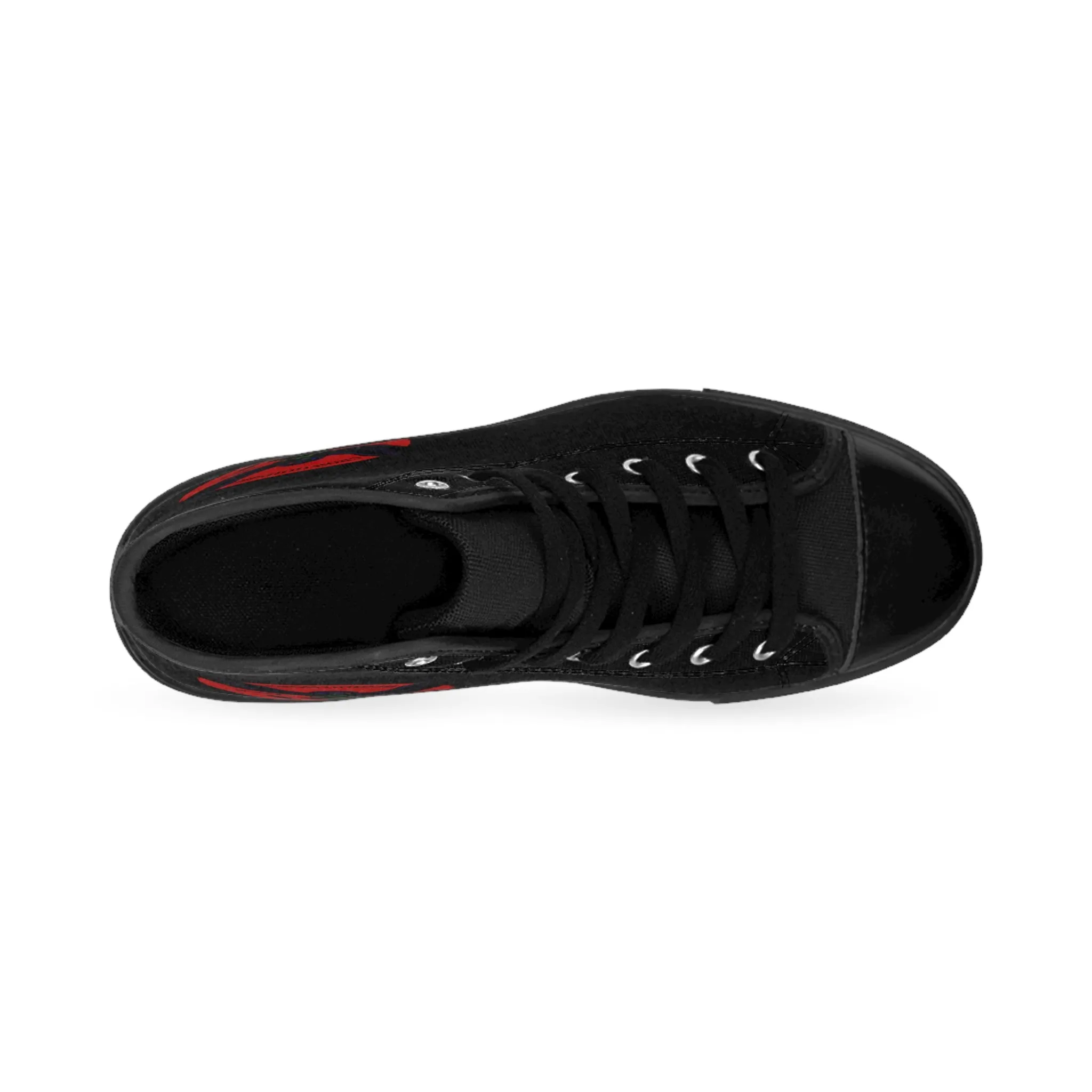 Crowgodshi 2nd Gen. High-Tops, Black on Black w/ BURGUNDY LOGO