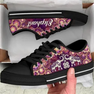 Elephant Mandala Royal Pattern Canvas Low Top Shoes, Animal Print Canvas Shoes, Print On Canvas Shoes Elephant Mandala Royal Pattern Canvas Low Top Shoes, Animal Print Canvas Shoes, Print On Canvas Shoes