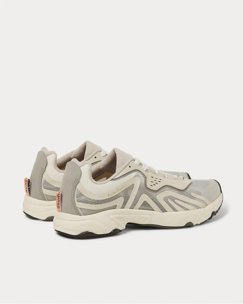 Faux Suede and Rubber-Trimmed Ripstop  Cream low top sneakers