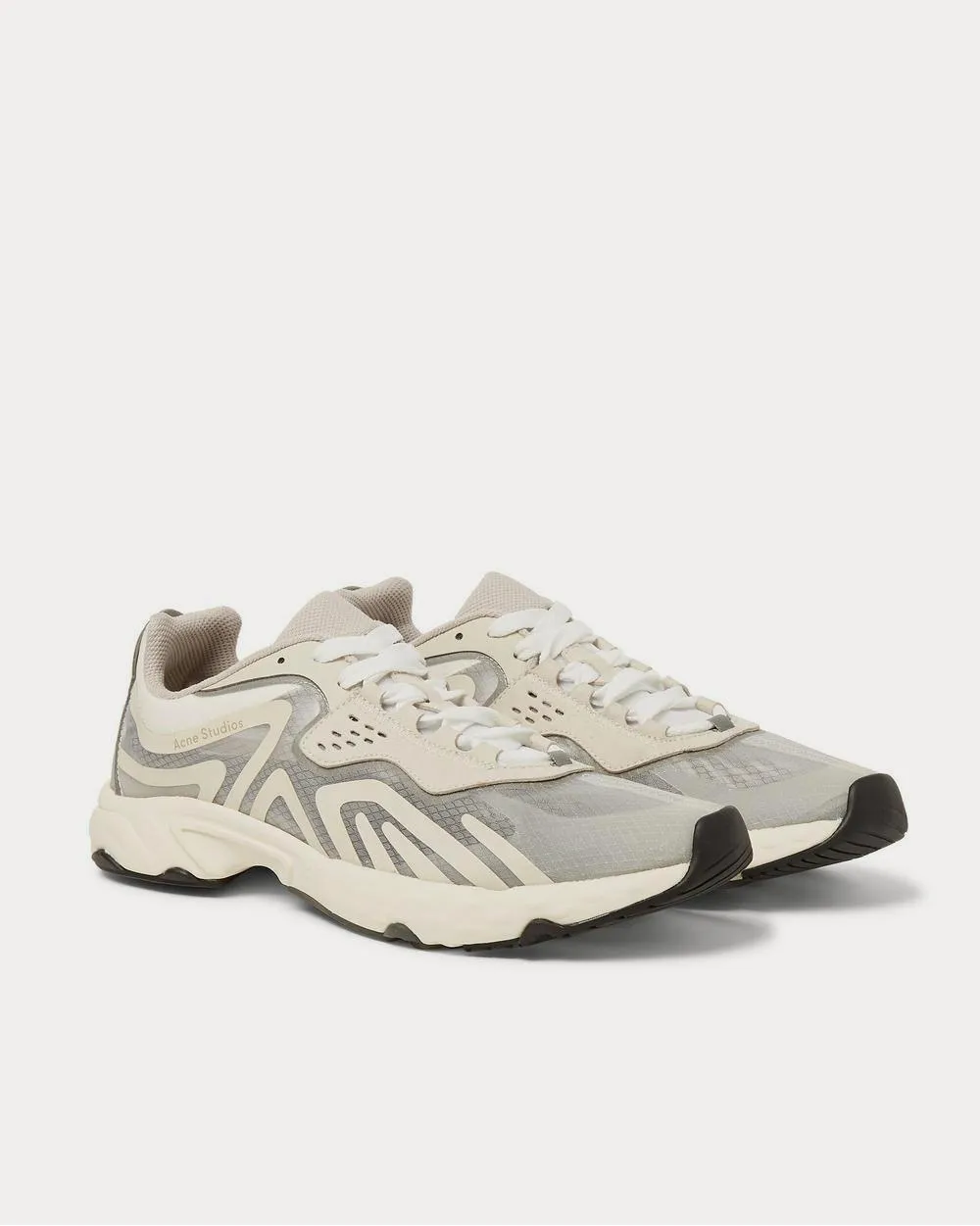 Faux Suede and Rubber-Trimmed Ripstop  Cream low top sneakers