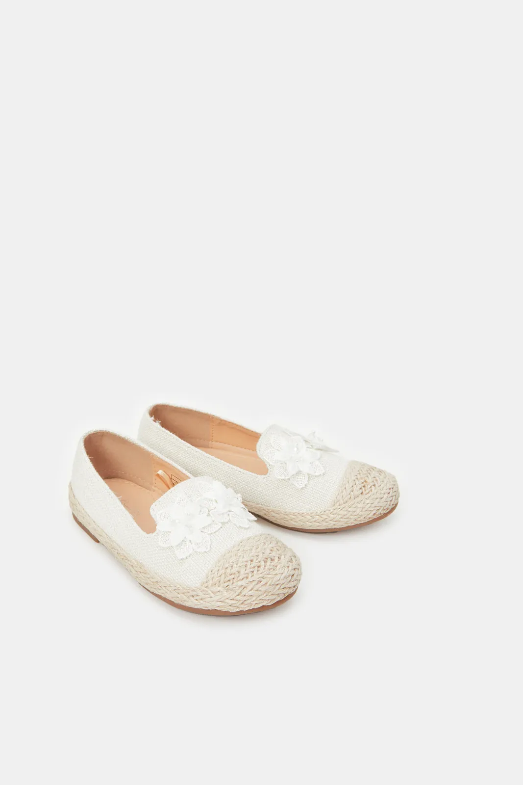 Girls Beige Floral Loafer