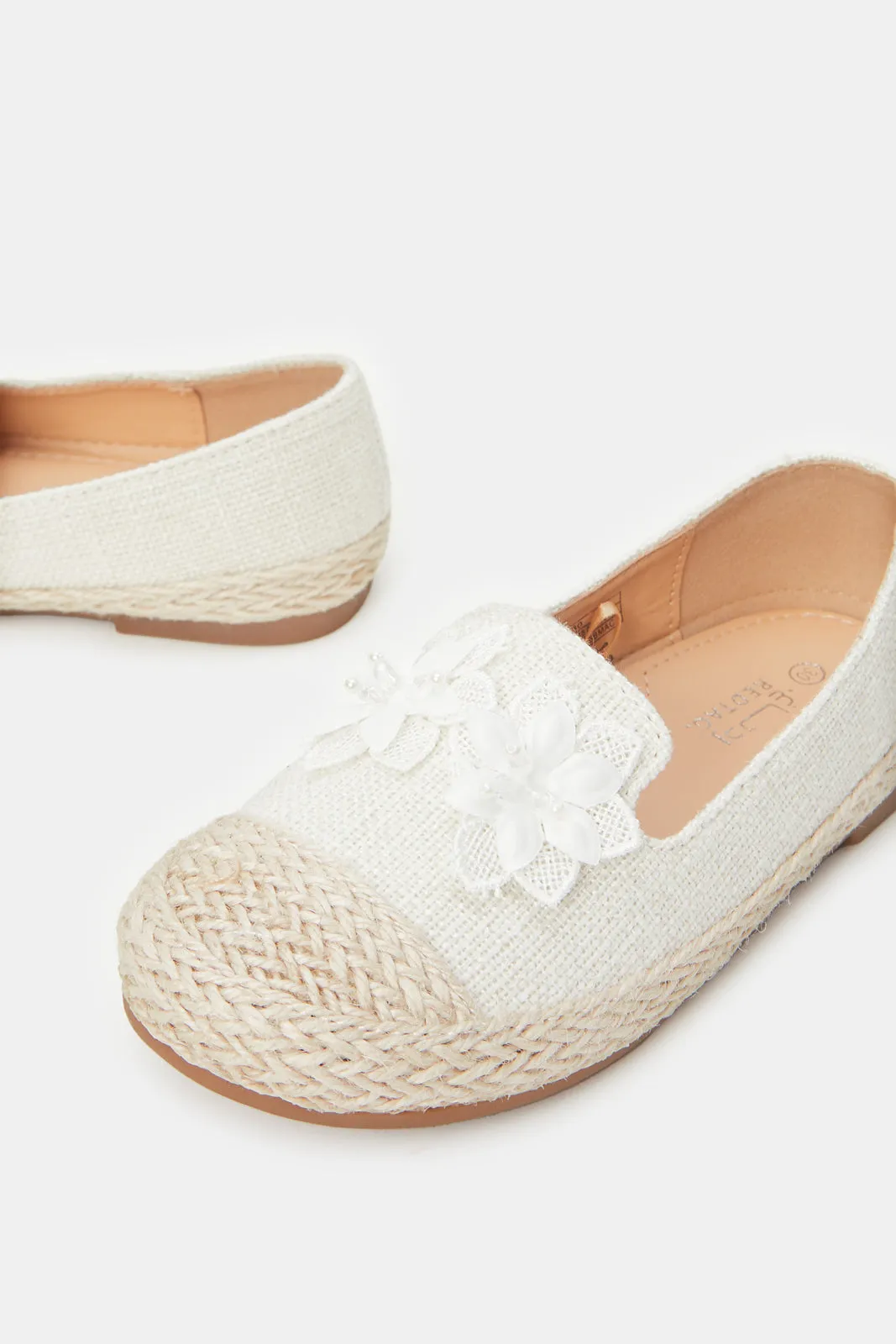Girls Beige Floral Loafer