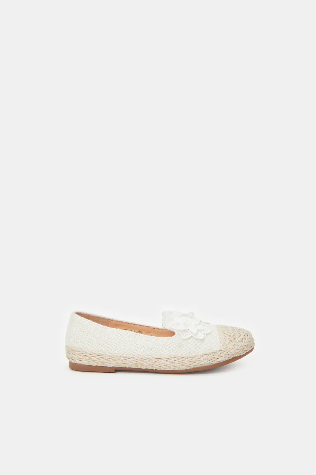 Girls Beige Floral Loafer