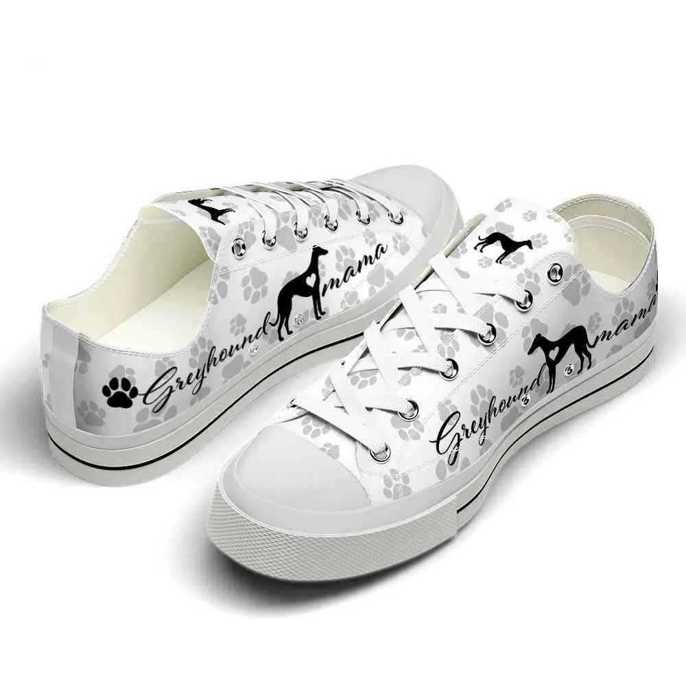Greyhound Paws Pattern Low Top Shoes - Happy International Dog Day Canvas Sneaker, Dog Printed Shoes, Canvas Shoes For Men, Women