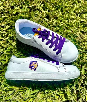Kids' Purple & Gold Tiger Sneakers
