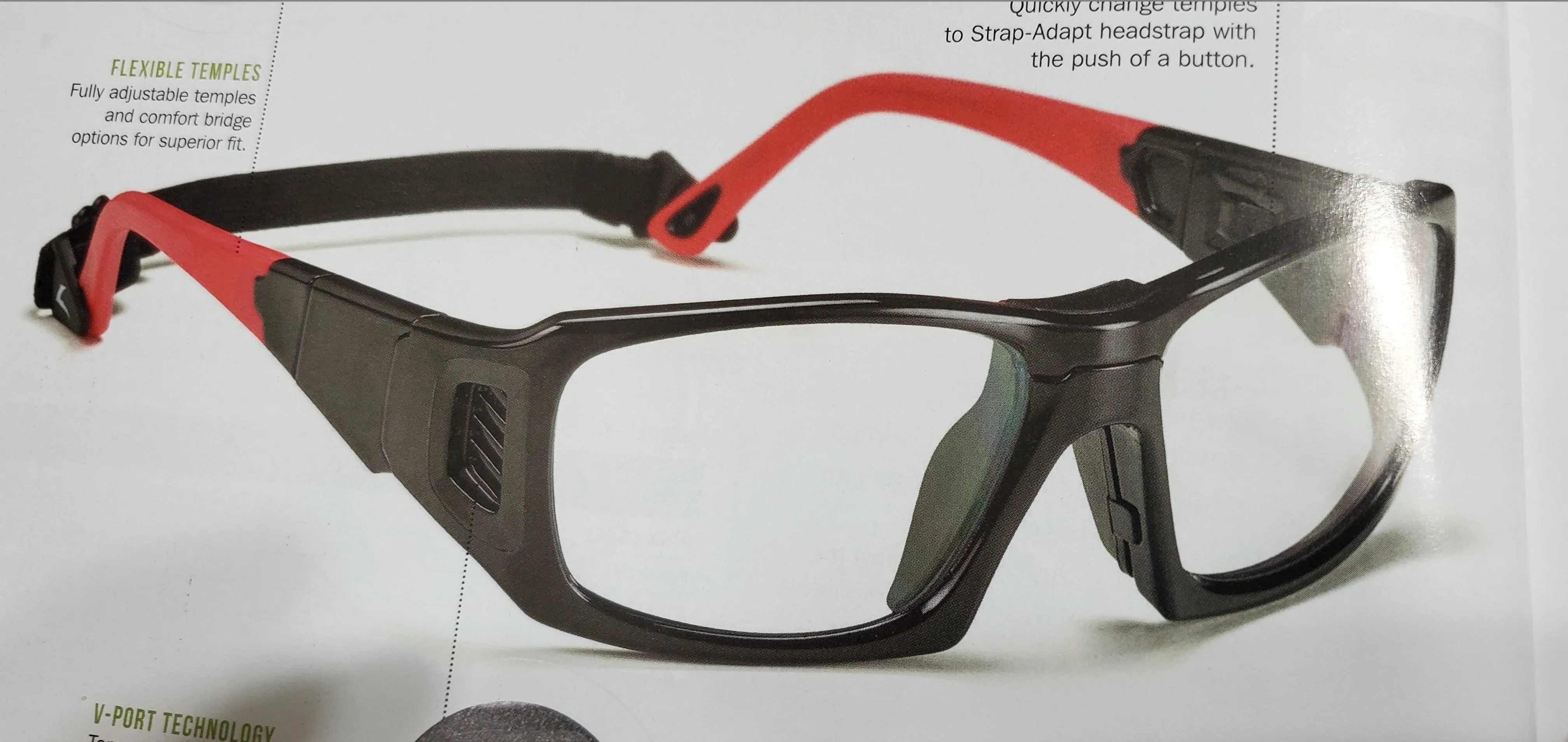 Leader ProX Shiny Black Red Medium RX Sports Goggles