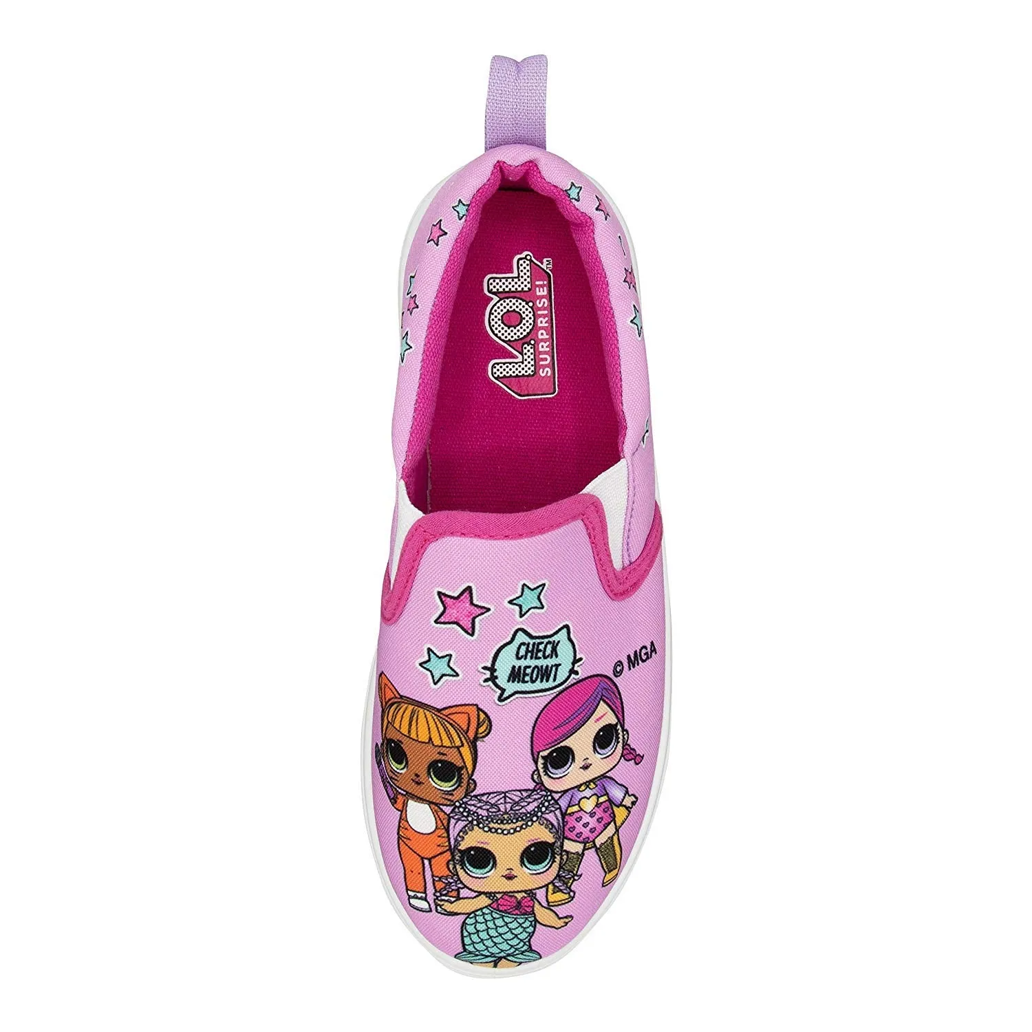 L.O.L. Surprise! Girls Slip-On Canvas Sneaker; Pink Size 13