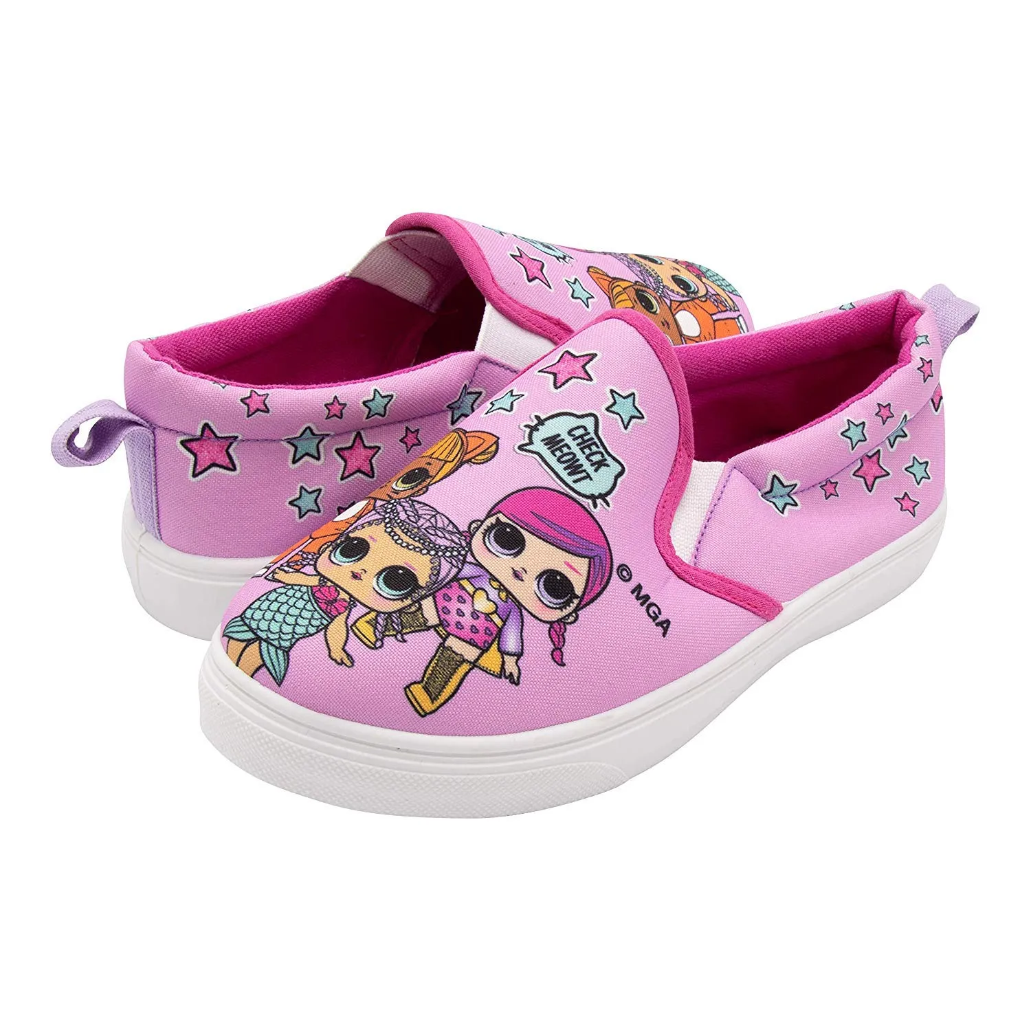 L.O.L. Surprise! Girls Slip-On Canvas Sneaker; Pink Size 13