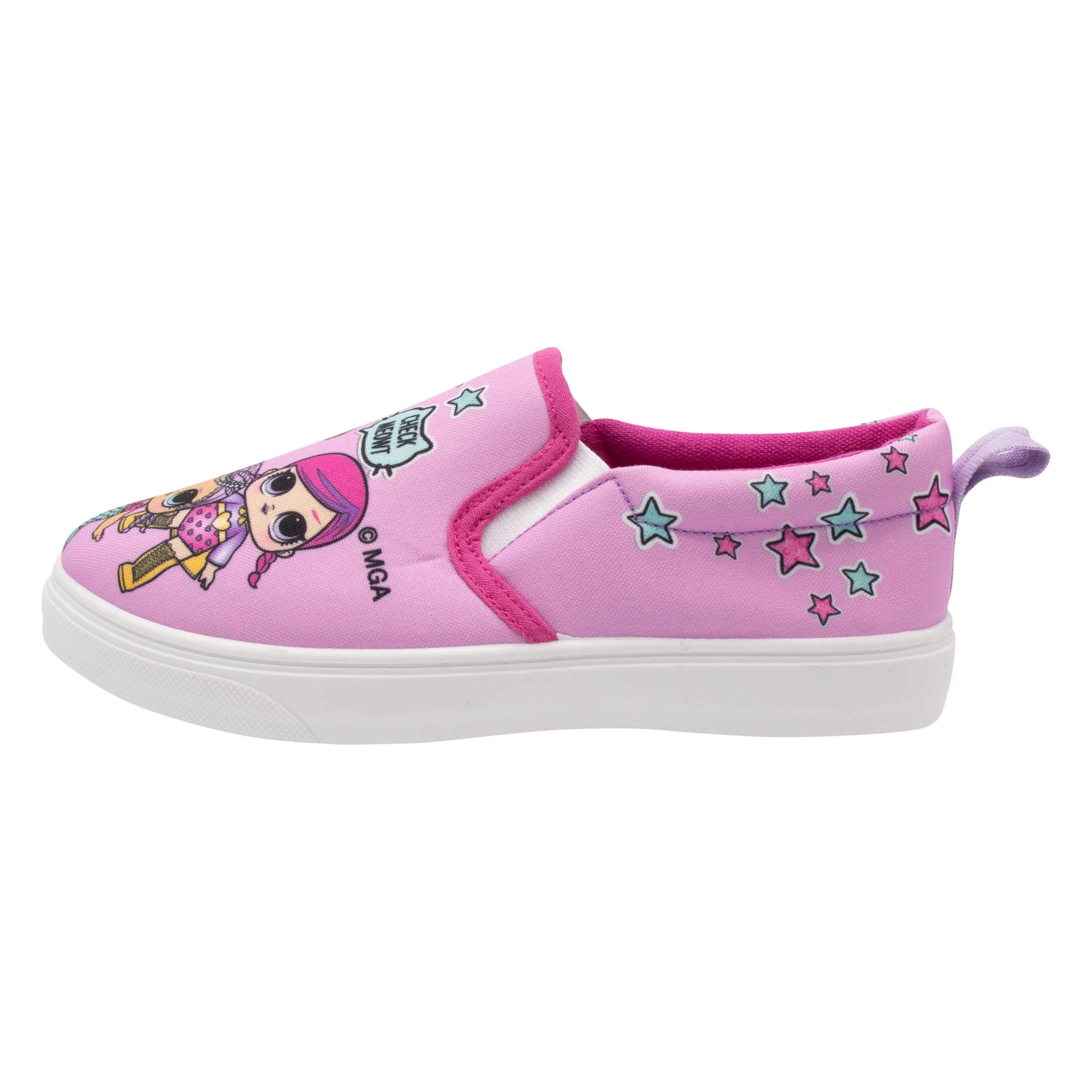 L.O.L. Surprise! Girls Slip-On Canvas Sneaker; Pink Size 13