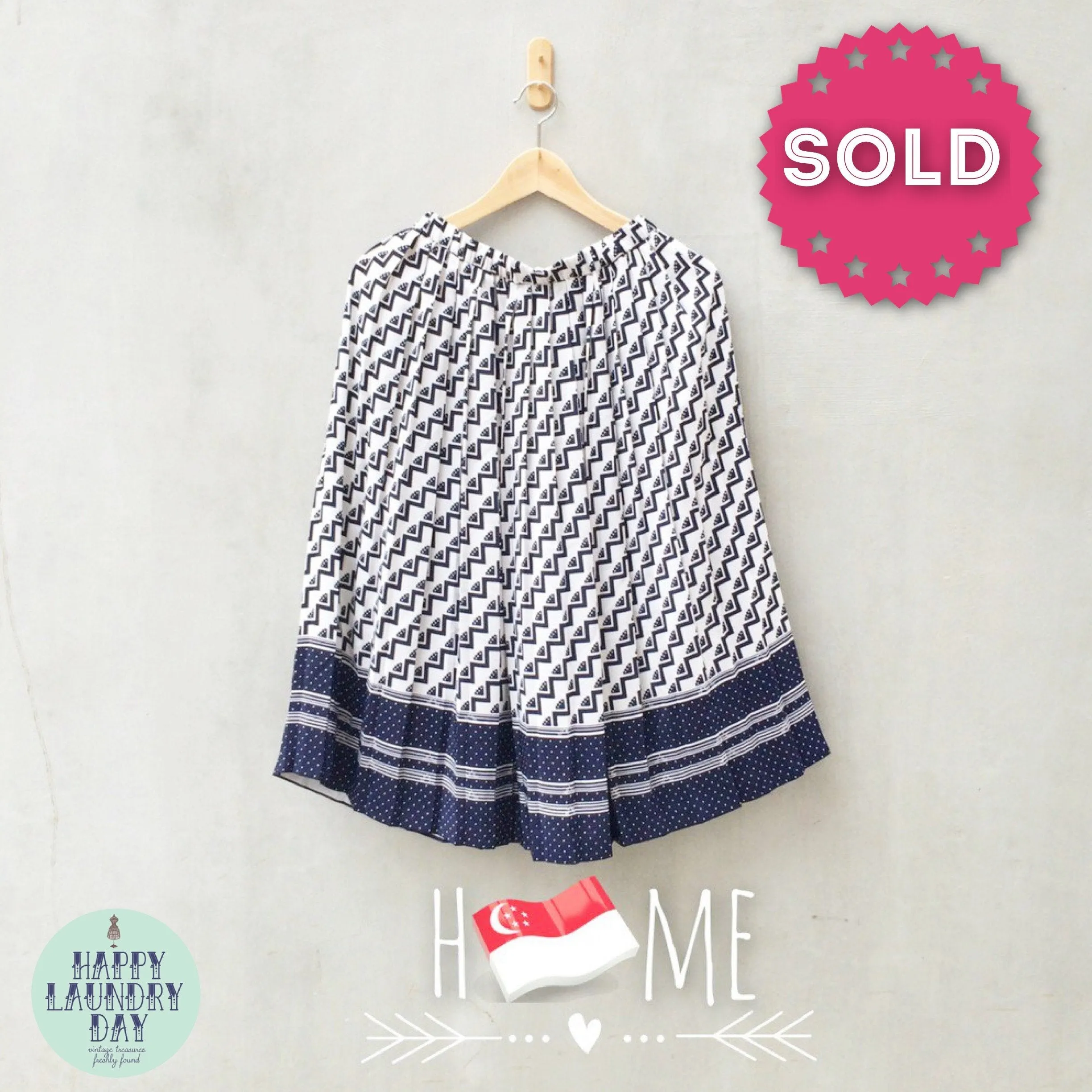 Made in Singapore | Rare Vintage 1970s made-in-singapore Geometric Print Skirt
