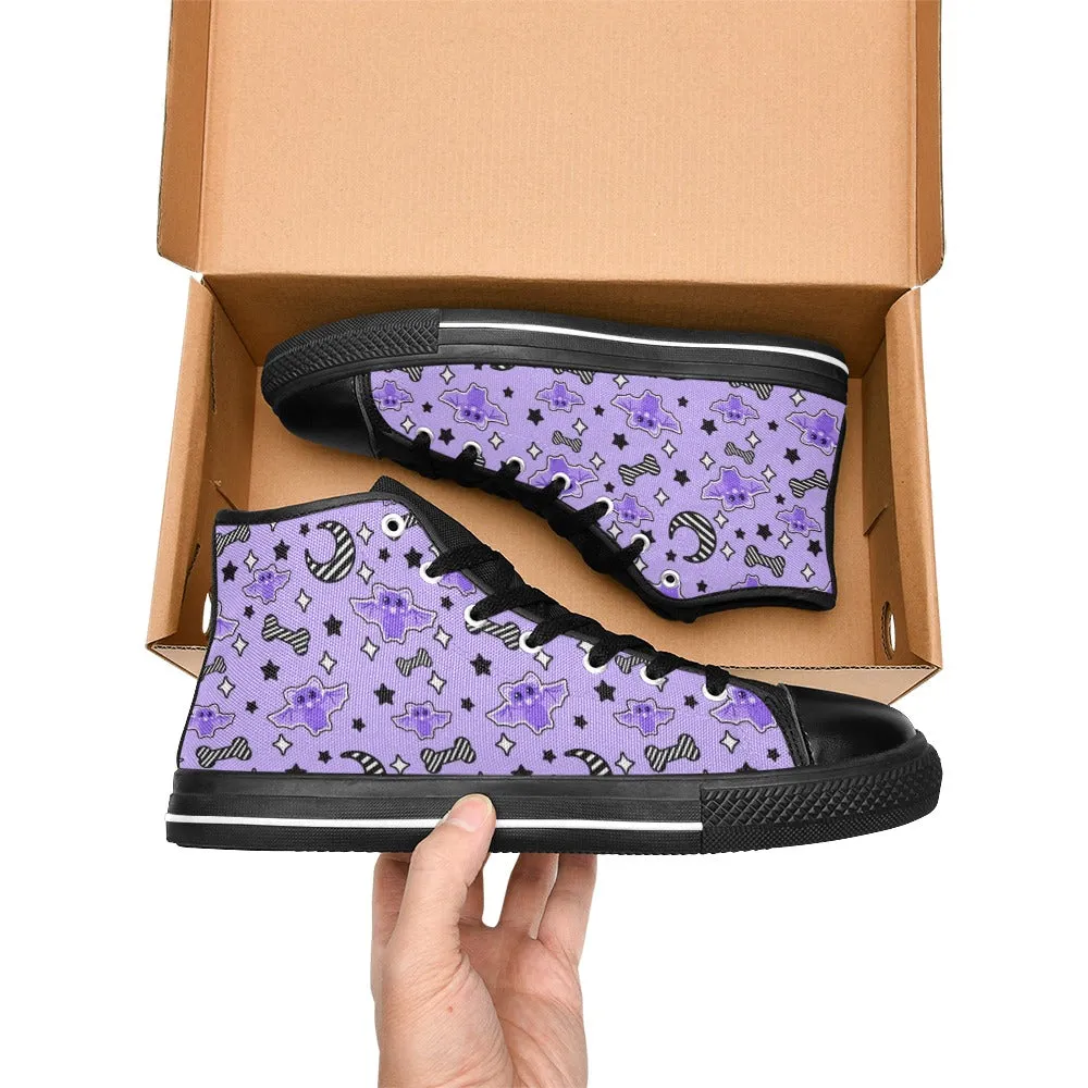 Magical Kawaii Spooky Bats Purple Men’s High Top Sneakers