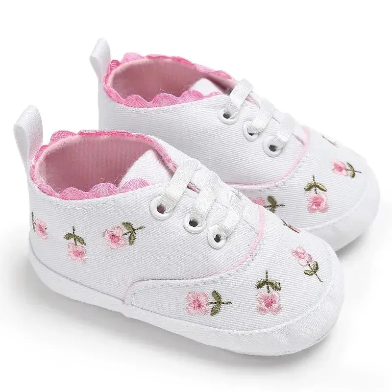 Meckior Newborn Baby Girl Casual Canvas Shoes Flower Cotton Sole