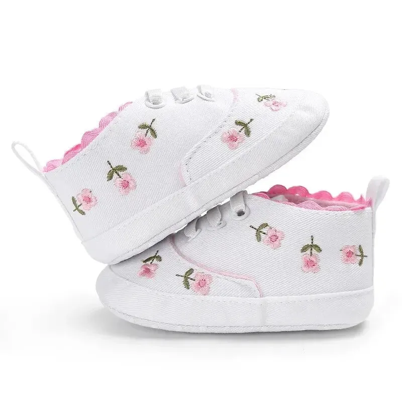 Meckior Newborn Baby Girl Casual Canvas Shoes Flower Cotton Sole