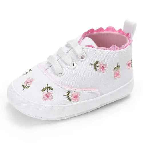 Meckior Newborn Baby Girl Casual Canvas Shoes Flower Cotton Sole