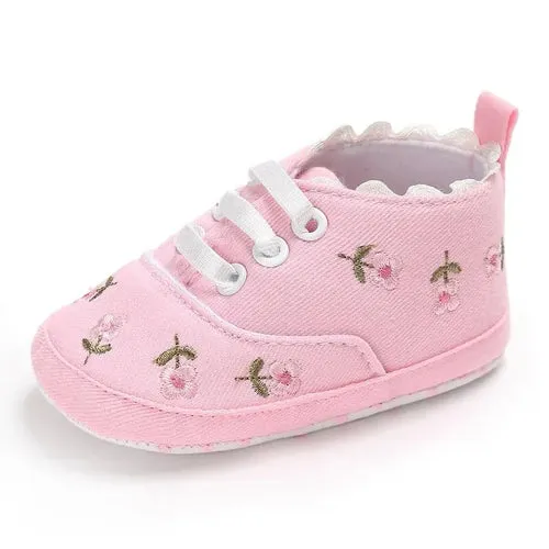 Meckior Newborn Baby Girl Casual Canvas Shoes Flower Cotton Sole