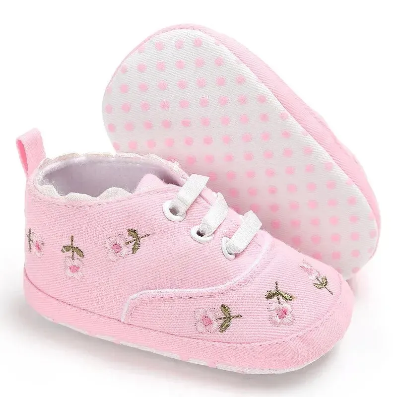 Meckior Newborn Baby Girl Casual Canvas Shoes Flower Cotton Sole
