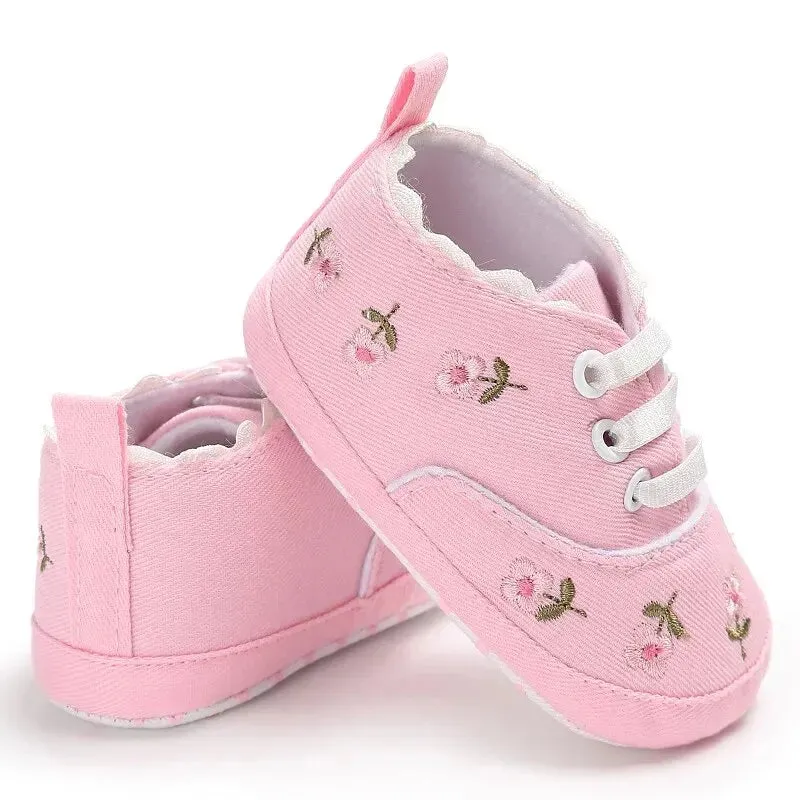 Meckior Newborn Baby Girl Casual Canvas Shoes Flower Cotton Sole