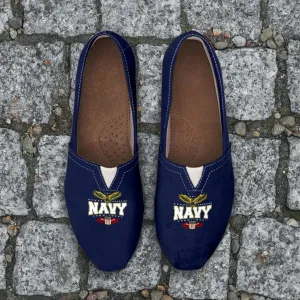 Navy Wings Casual Canvas Slip on Shoes Women's Flats
