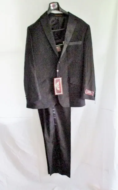 NEW HOUSE OF ST. BENETS Tuxedo Sport Jacket Blazer Suit Pant 44L 38W BLACK Formal Wedding