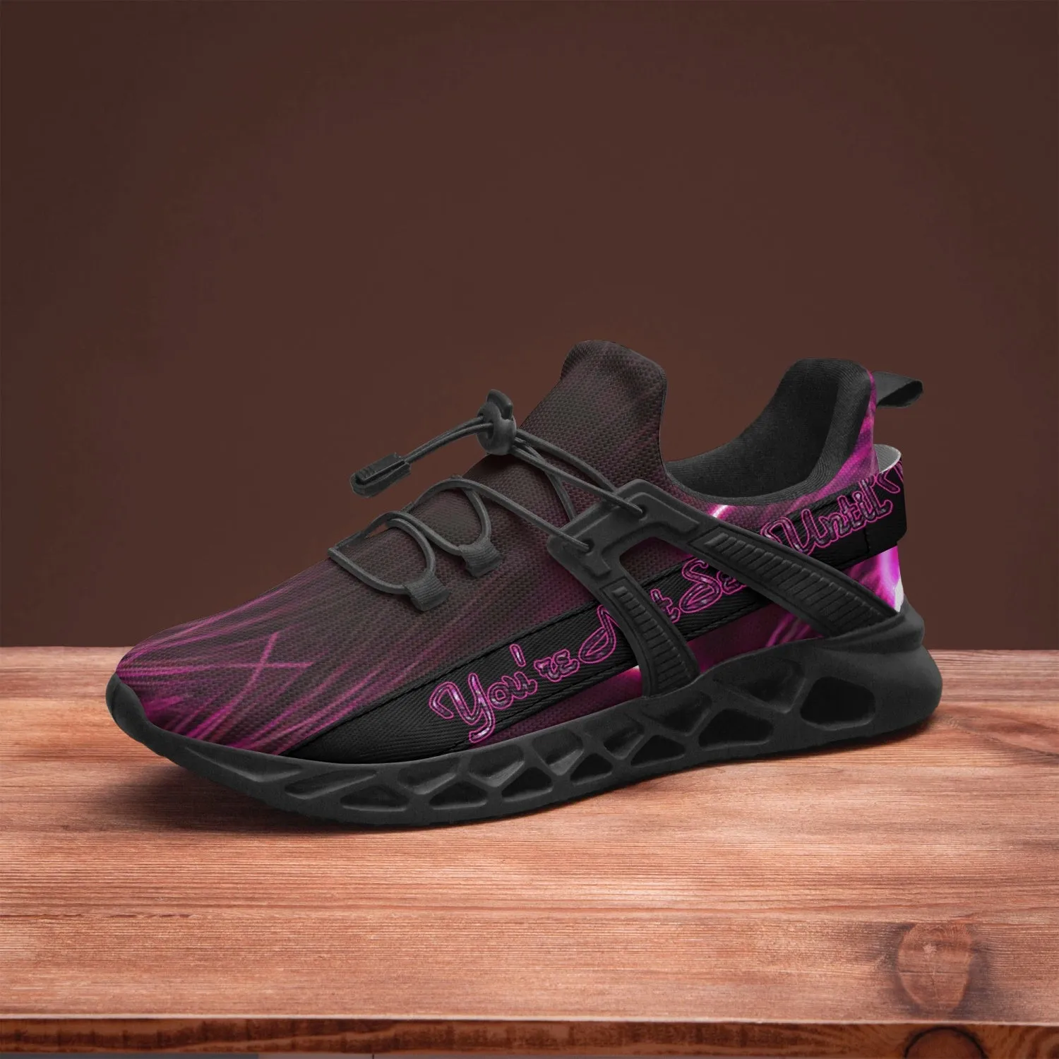 Officially Sexy Pink Laser Hearts Collection Slogan Mesh Running Shoes