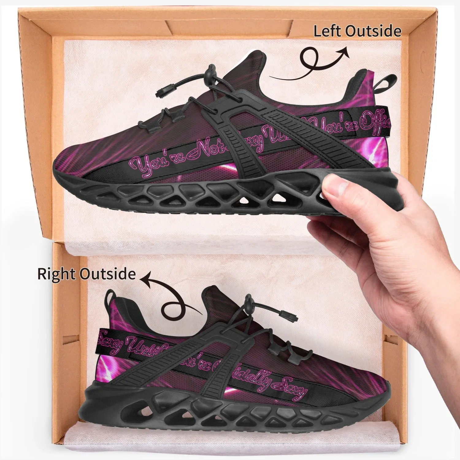 Officially Sexy Pink Laser Hearts Collection Slogan Mesh Running Shoes