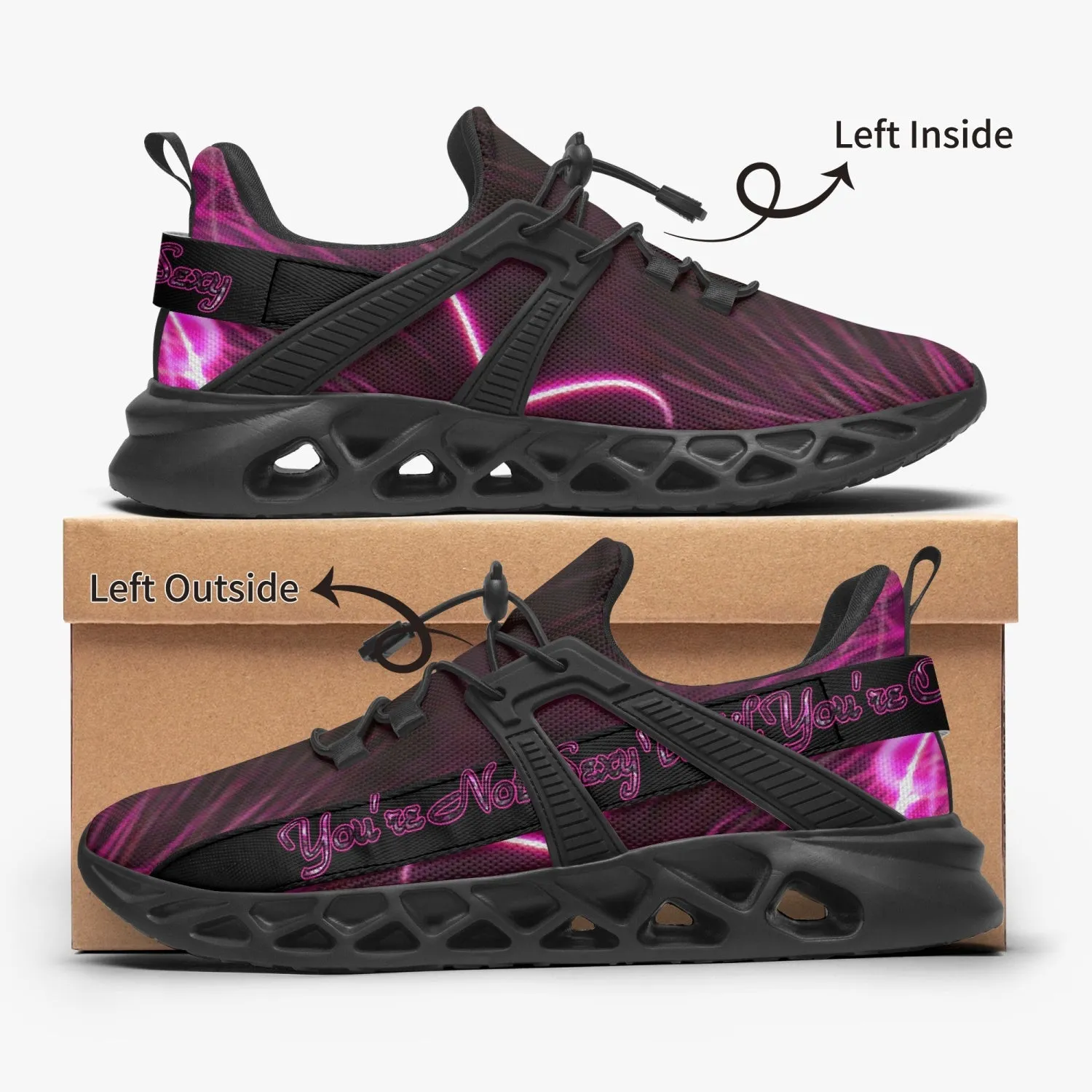 Officially Sexy Pink Laser Hearts Collection Slogan Mesh Running Shoes