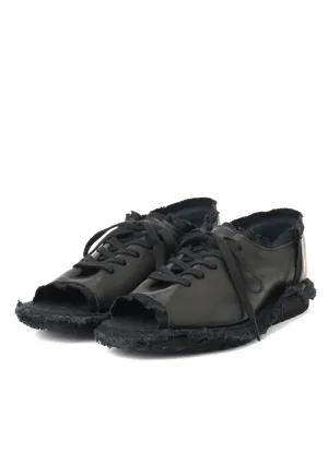 OIL SOFT LEATHER TOE CUT LOW SHOES