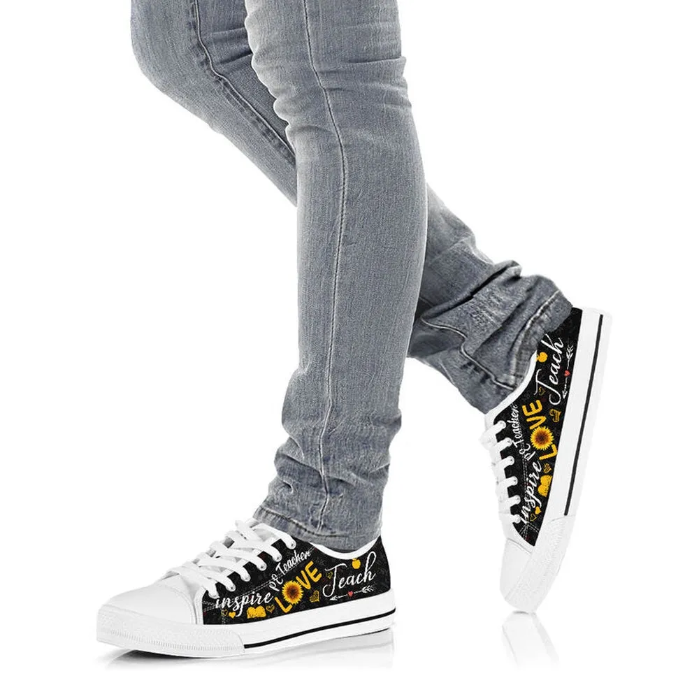 Pe Teacher Teach Sunflower Low Top Shoes, Teacher Shoes, Low Top Sneakers