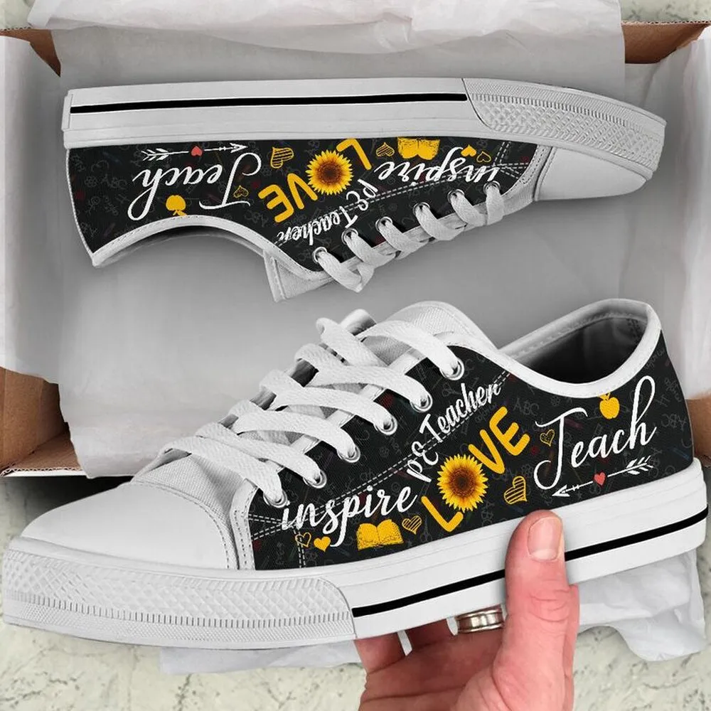 Pe Teacher Teach Sunflower Low Top Shoes, Teacher Shoes, Low Top Sneakers