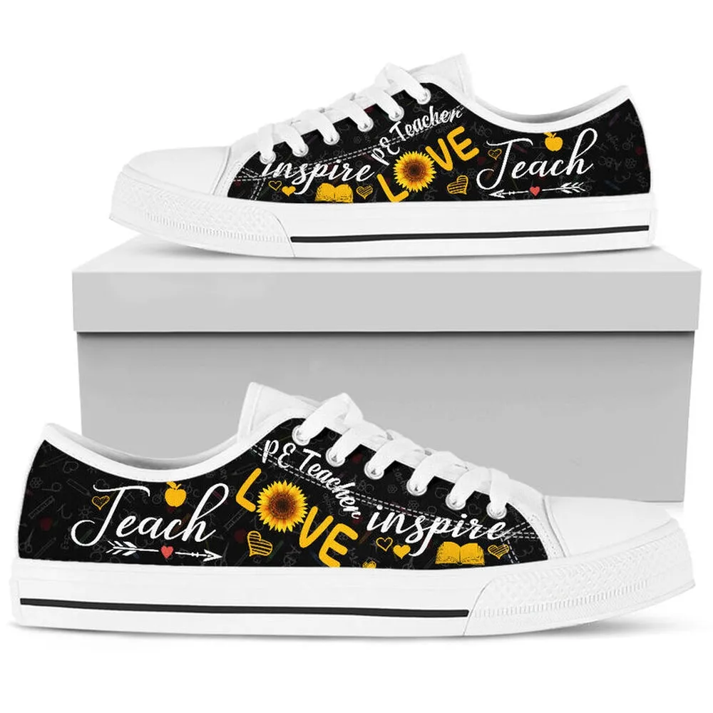 Pe Teacher Teach Sunflower Low Top Shoes, Teacher Shoes, Low Top Sneakers