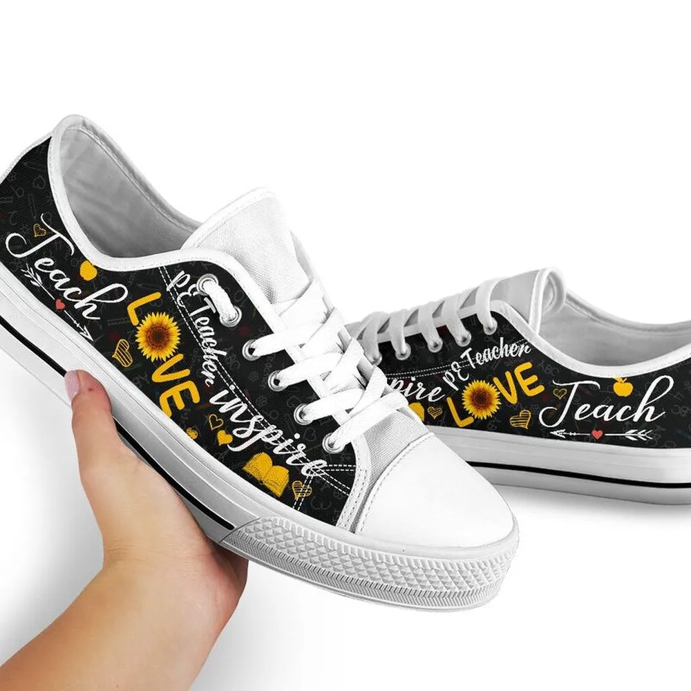 Pe Teacher Teach Sunflower Low Top Shoes, Teacher Shoes, Low Top Sneakers