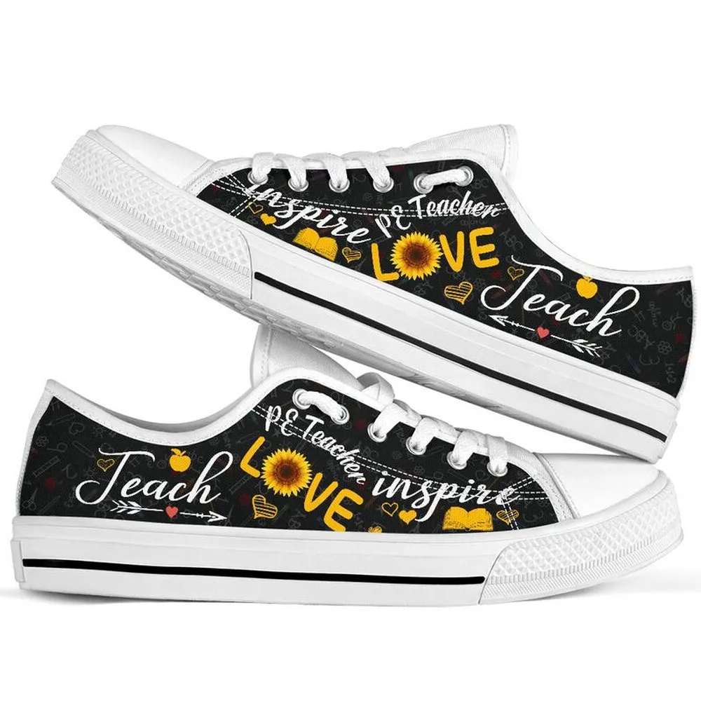 Pe Teacher Teach Sunflower Low Top Shoes, Teacher Shoes, Low Top Sneakers