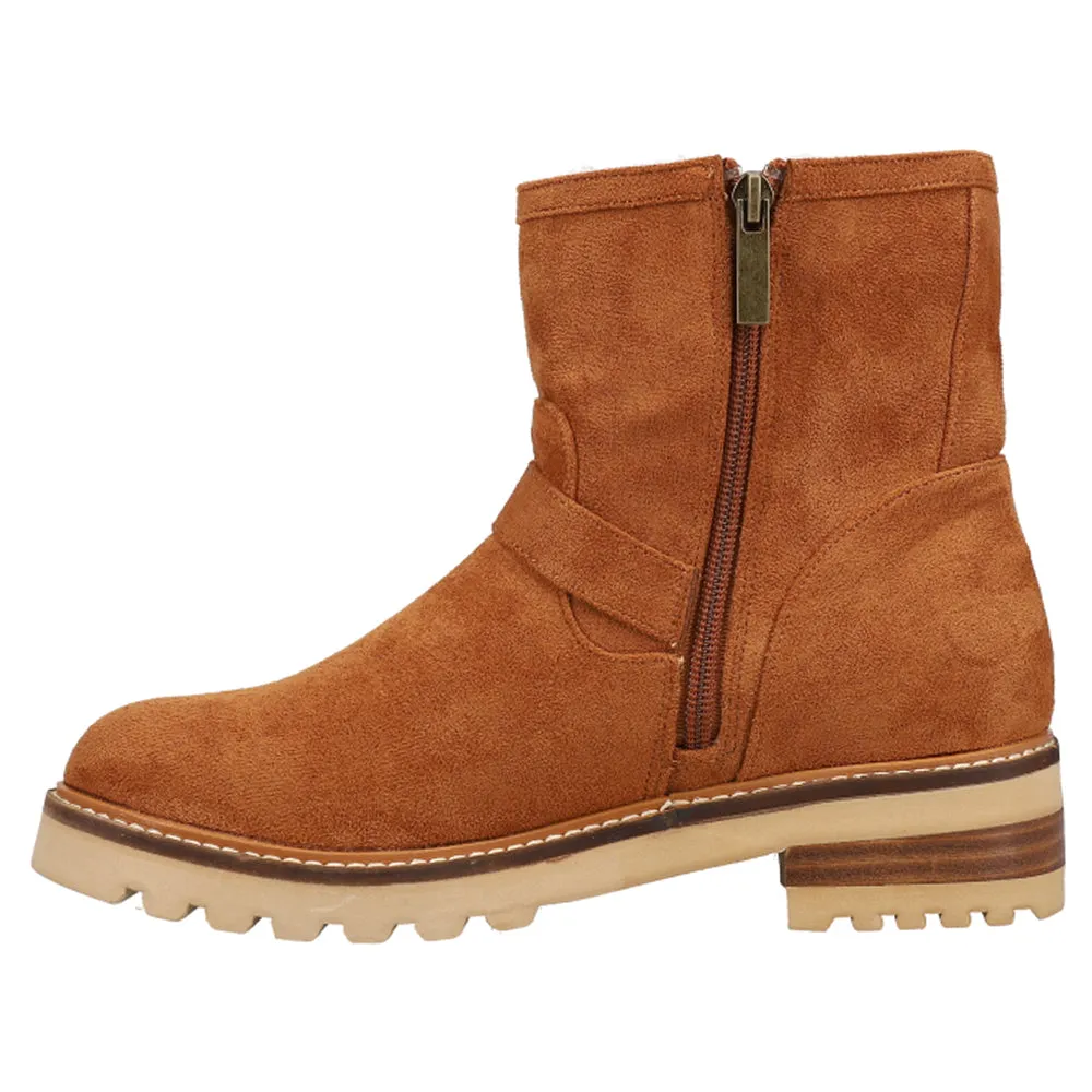 Receipts Round Toe Zippered Boots