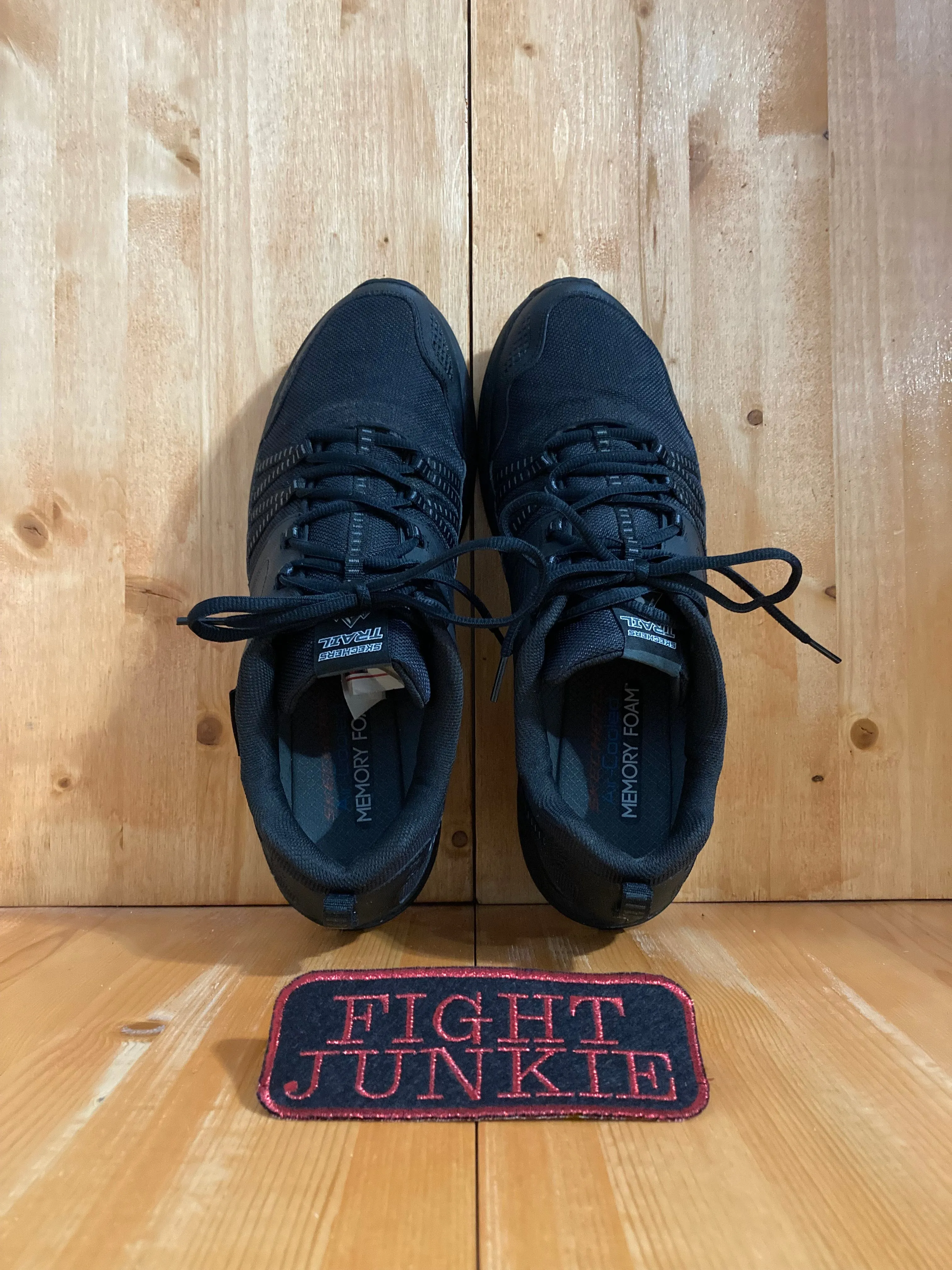 SKECHERS SKETCHERS ESCAPE ALL TERRAIN WATER REPELLENT Men's Size 14 Leather & Mesh Walking Hiking Shoes Sneakers Triple Black 51591