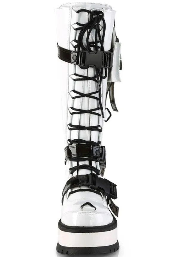 SLACKER-260 [White Patent] | PLATFORM BOOTS [IN STOCK]**